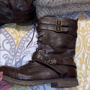 Brown combat boots